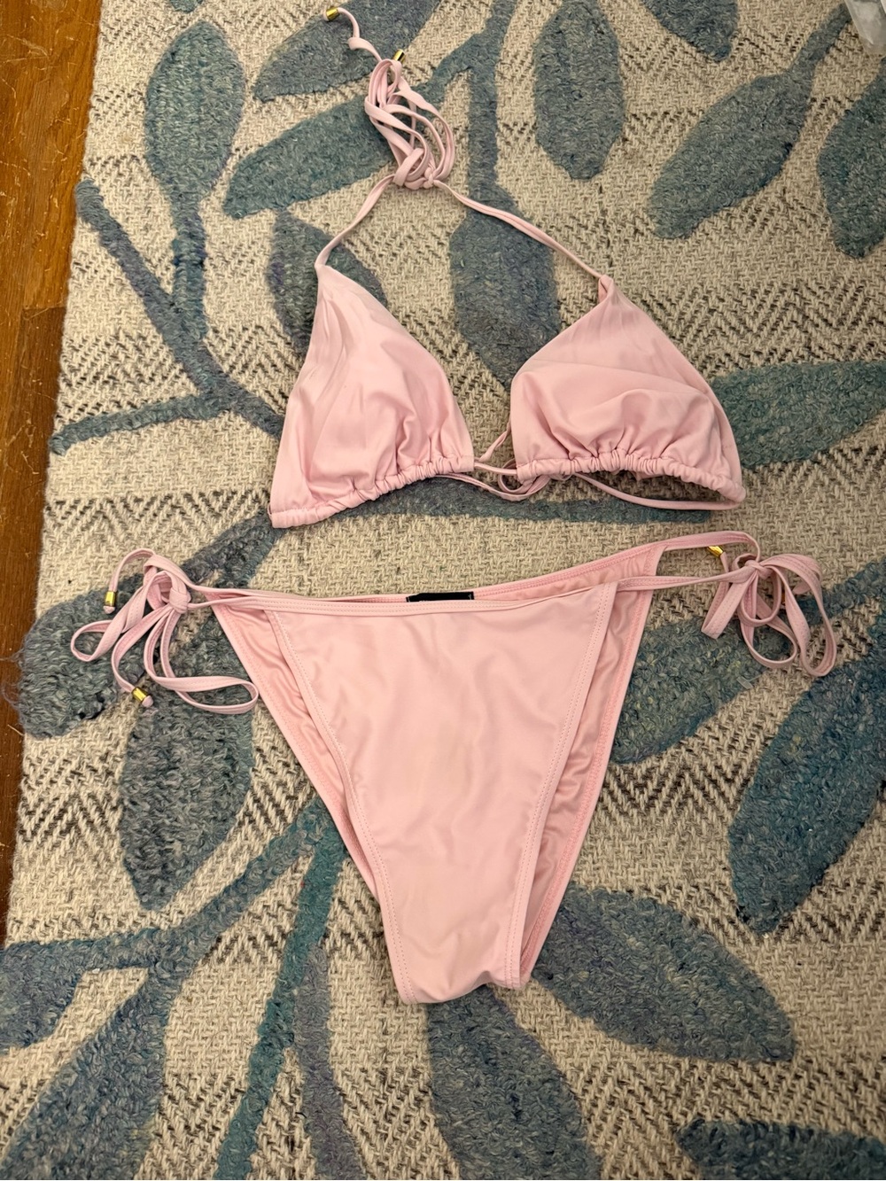 PrettyLittleThing Soft Pink Tie-Side Triangle Bikini Set